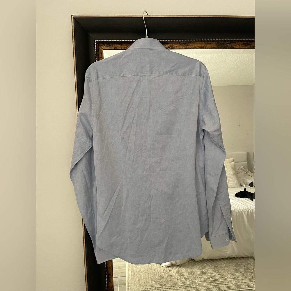 Zara Light Blue Slim Fit Button Down Long Sleeve Dress Shirt - Picture 5 of 5